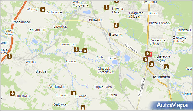 mapa Nida gmina Morawica, Nida gmina Morawica na mapie Targeo