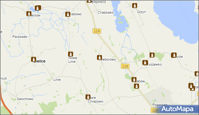 mapa Nieborowo, Nieborowo na mapie Targeo