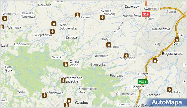 mapa Niechobrz, Niechobrz na mapie Targeo