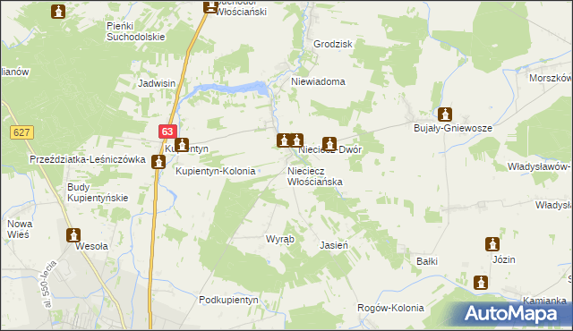 mapa Nieciecz Włościańska, Nieciecz Włościańska na mapie Targeo