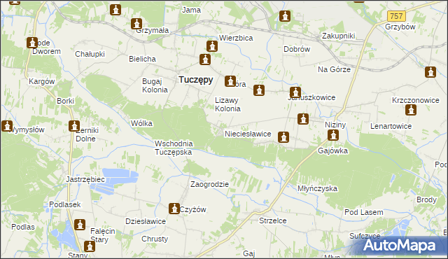 mapa Nieciesławice, Nieciesławice na mapie Targeo