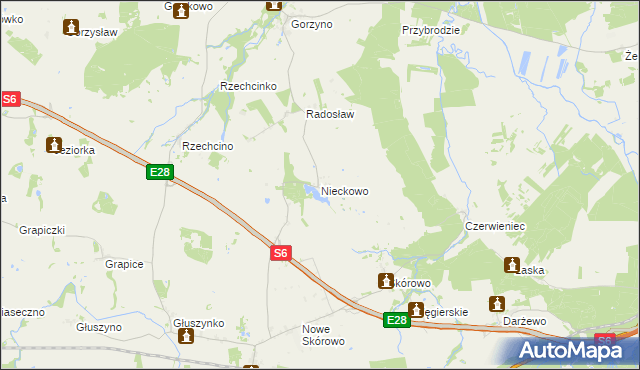 mapa Nieckowo, Nieckowo na mapie Targeo