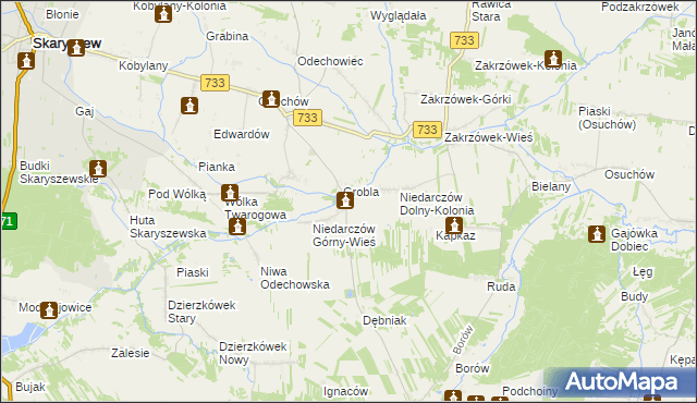 mapa Niedarczów Górny-Kolonia, Niedarczów Górny-Kolonia na mapie Targeo