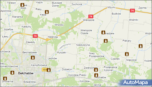 mapa Niedyszyna, Niedyszyna na mapie Targeo