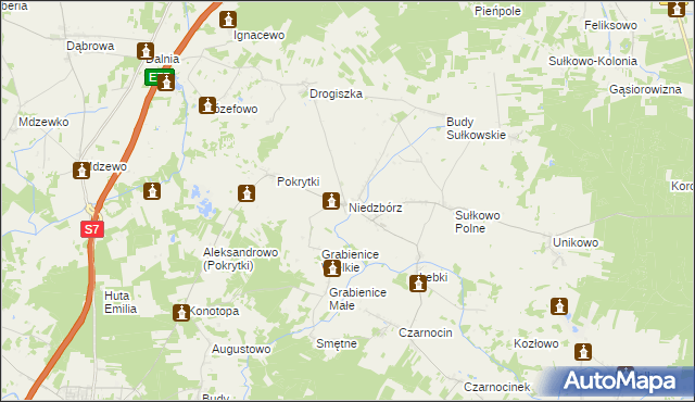 mapa Niedzbórz, Niedzbórz na mapie Targeo