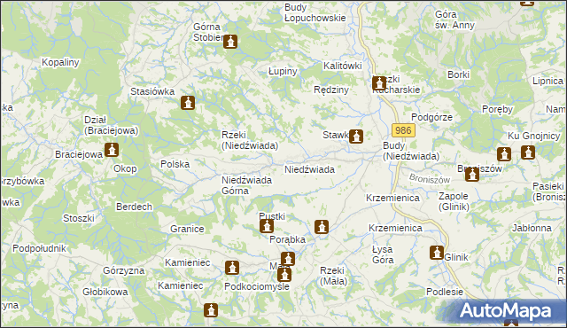 mapa Niedźwiada gmina Ropczyce, Niedźwiada gmina Ropczyce na mapie Targeo