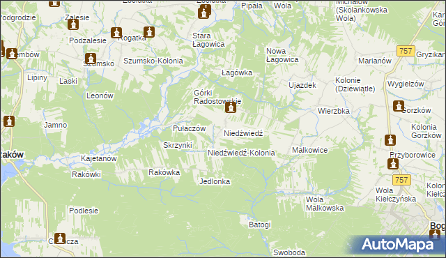 mapa Niedźwiedź gmina Bogoria, Niedźwiedź gmina Bogoria na mapie Targeo