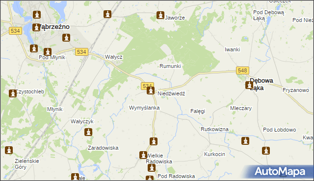 mapa Niedźwiedź gmina Dębowa Łąka, Niedźwiedź gmina Dębowa Łąka na mapie Targeo