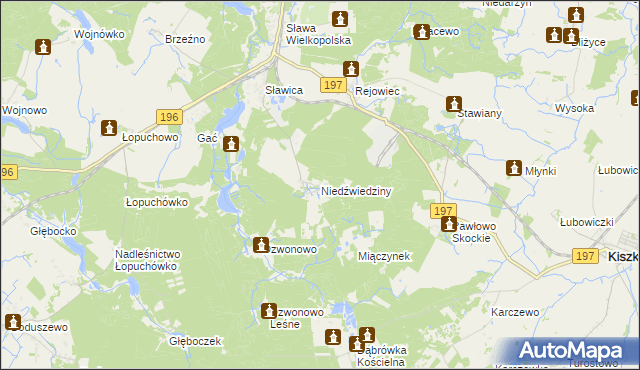 mapa Niedźwiedziny, Niedźwiedziny na mapie Targeo