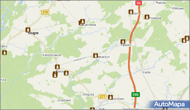 mapa Niekarzyn, Niekarzyn na mapie Targeo