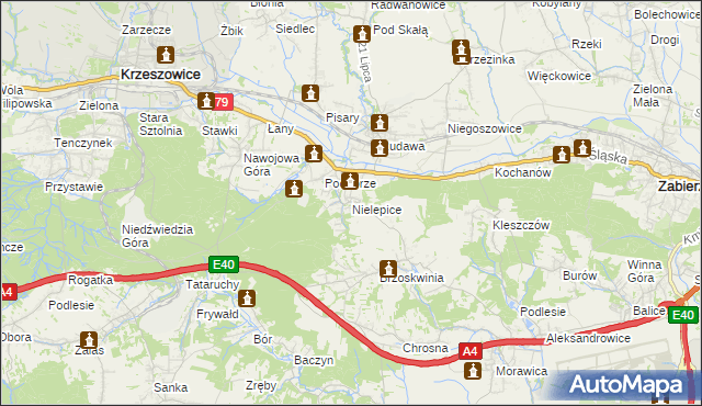 mapa Nielepice, Nielepice na mapie Targeo