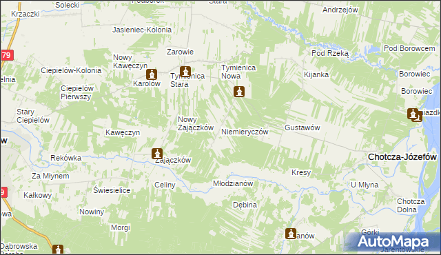 mapa Niemieryczów, Niemieryczów na mapie Targeo