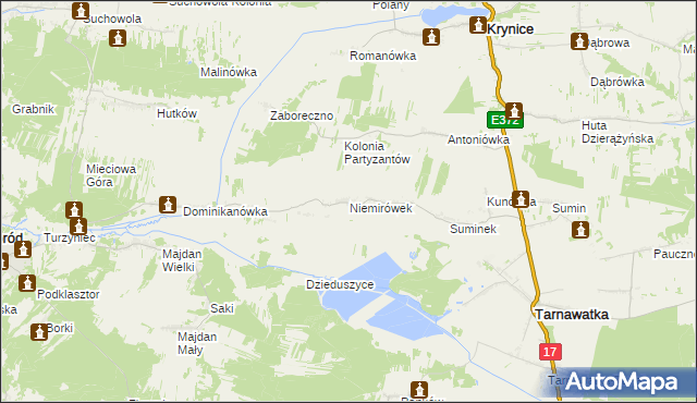 mapa Niemirówek, Niemirówek na mapie Targeo