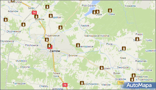 mapa Niemojowice, Niemojowice na mapie Targeo