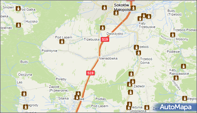 mapa Nienadówka, Nienadówka na mapie Targeo