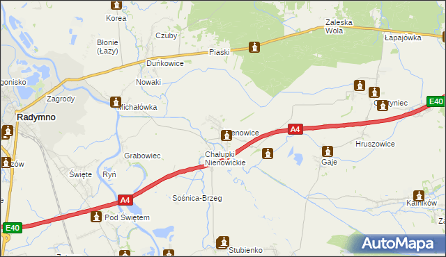 mapa Nienowice, Nienowice na mapie Targeo