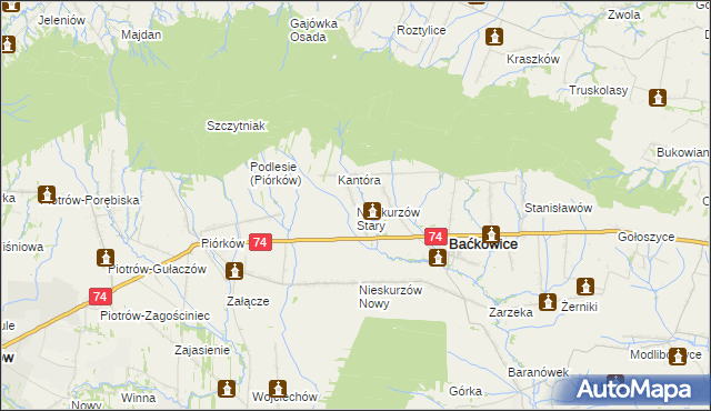 mapa Nieskurzów Stary, Nieskurzów Stary na mapie Targeo