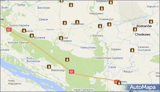 mapa Niesłuchowo, Niesłuchowo na mapie Targeo