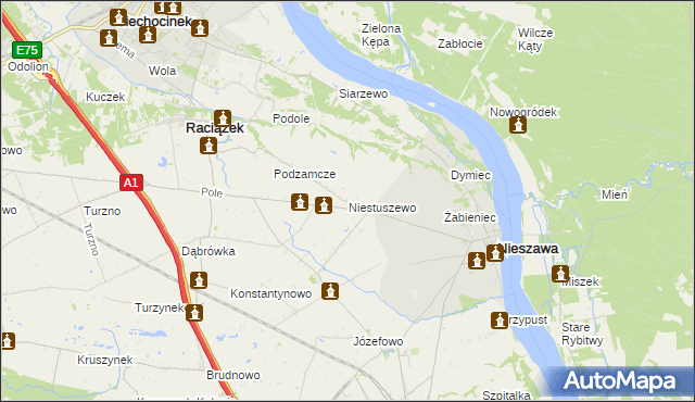 mapa Niestuszewo, Niestuszewo na mapie Targeo