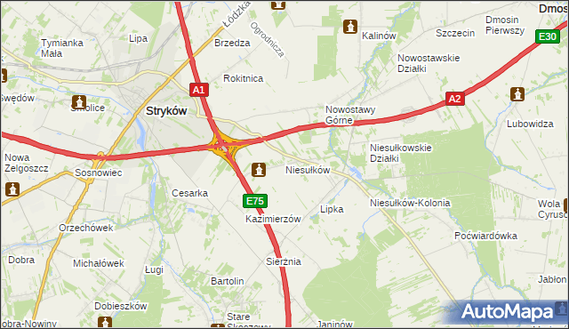 mapa Niesułków, Niesułków na mapie Targeo