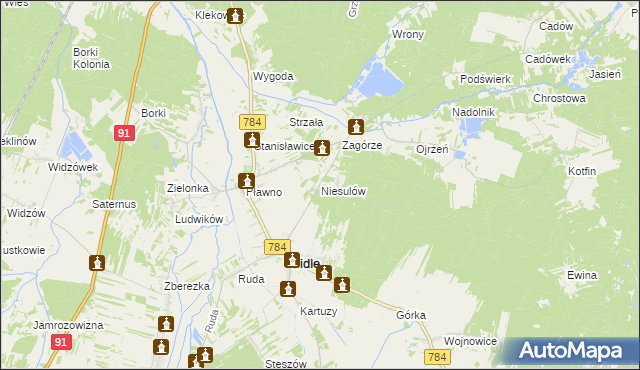 mapa Niesulów, Niesulów na mapie Targeo