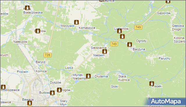 mapa Nieświń, Nieświń na mapie Targeo