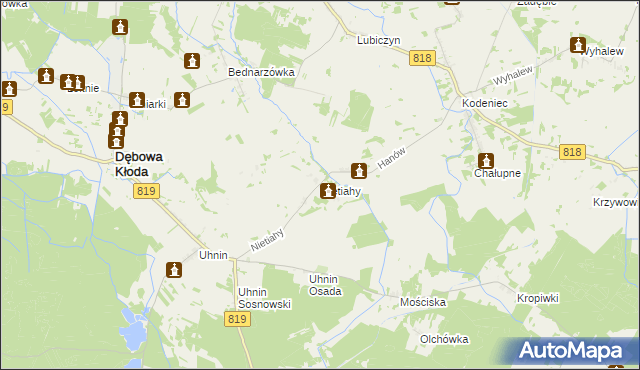 mapa Nietiahy, Nietiahy na mapie Targeo