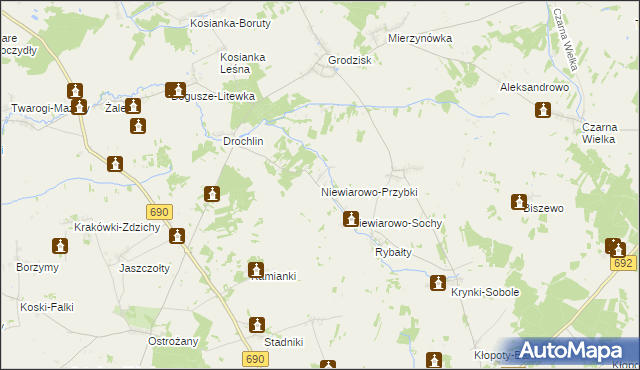 mapa Niewiarowo-Przybki, Niewiarowo-Przybki na mapie Targeo