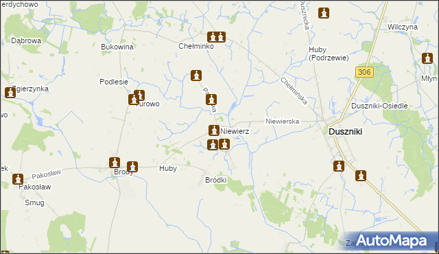 mapa Niewierz gmina Duszniki, Niewierz gmina Duszniki na mapie Targeo