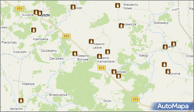 mapa Niewino Kamieńskie, Niewino Kamieńskie na mapie Targeo