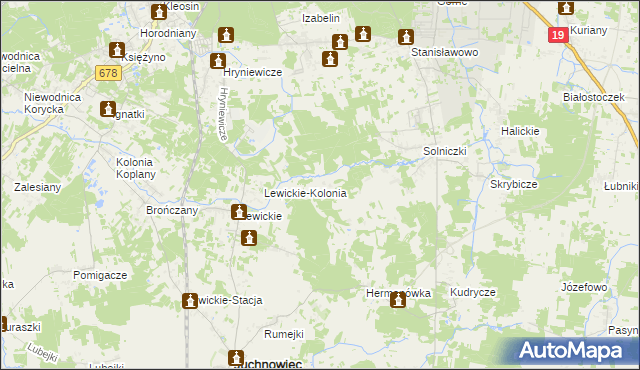 mapa Niewodnica Nargilewska-Kolonia, Niewodnica Nargilewska-Kolonia na mapie Targeo