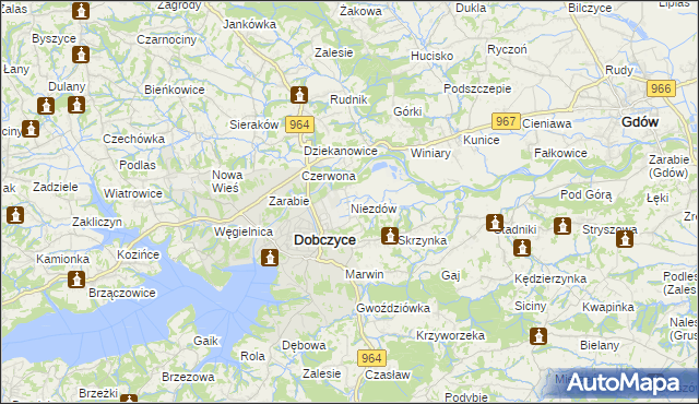 mapa Niezdów gmina Dobczyce, Niezdów gmina Dobczyce na mapie Targeo