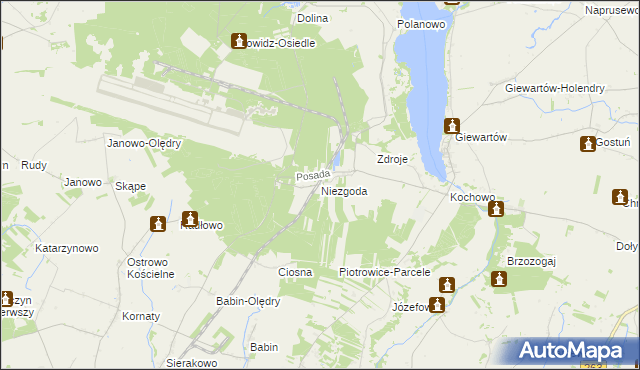 mapa Niezgoda gmina Słupca, Niezgoda gmina Słupca na mapie Targeo