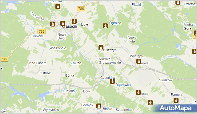 mapa Niwiska Gruszczyńskie, Niwiska Gruszczyńskie na mapie Targeo