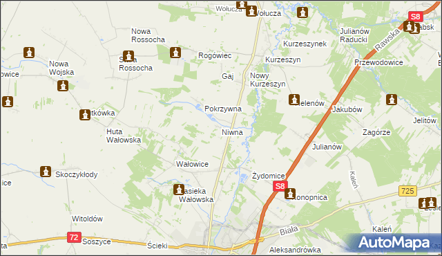 mapa Niwna, Niwna na mapie Targeo