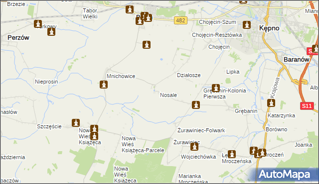 mapa Nosale, Nosale na mapie Targeo