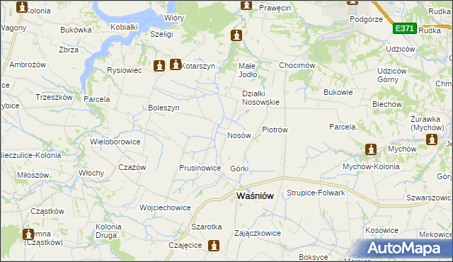 mapa Nosów gmina Waśniów, Nosów gmina Waśniów na mapie Targeo