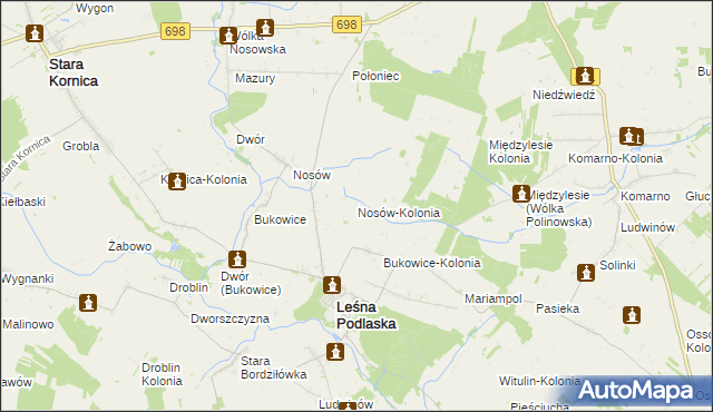 mapa Nosów-Kolonia, Nosów-Kolonia na mapie Targeo