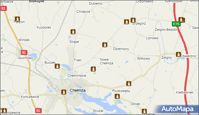 mapa Nowa Chełmża, Nowa Chełmża na mapie Targeo