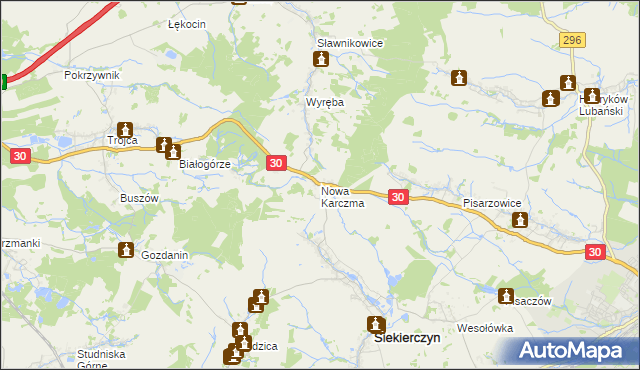 mapa Nowa Karczma gmina Siekierczyn, Nowa Karczma gmina Siekierczyn na mapie Targeo