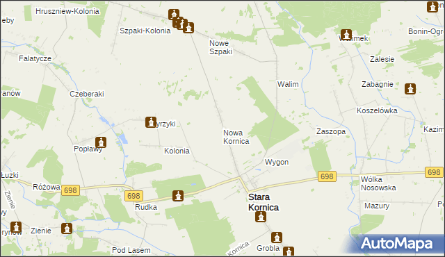 mapa Nowa Kornica, Nowa Kornica na mapie Targeo