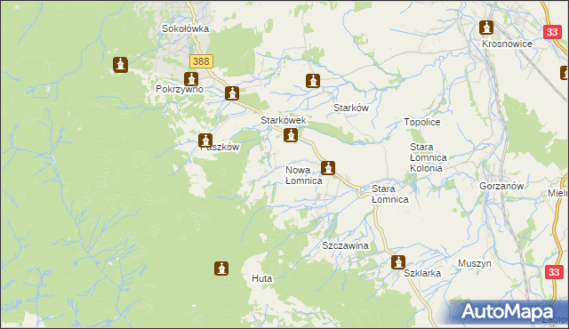 mapa Nowa Łomnica, Nowa Łomnica na mapie Targeo