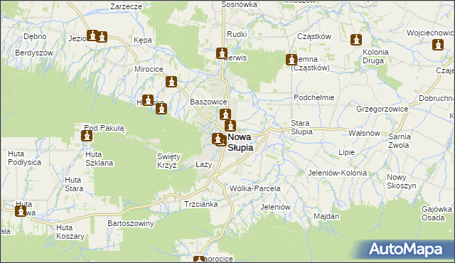 mapa Nowa Słupia, Nowa Słupia na mapie Targeo