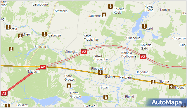 mapa Nowa Trzcianka, Nowa Trzcianka na mapie Targeo