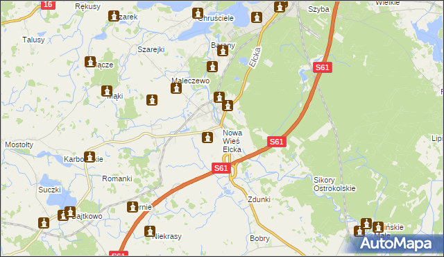 mapa Nowa Wieś Ełcka, Nowa Wieś Ełcka na mapie Targeo