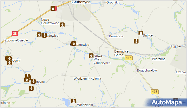 mapa Nowa Wieś Głubczycka, Nowa Wieś Głubczycka na mapie Targeo