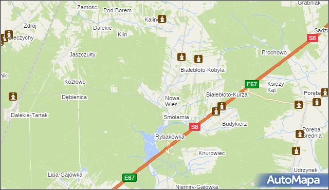 mapa Nowa Wieś gmina Brańszczyk, Nowa Wieś gmina Brańszczyk na mapie Targeo