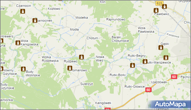 mapa Nowa Wieś gmina Ciechanów, Nowa Wieś gmina Ciechanów na mapie Targeo