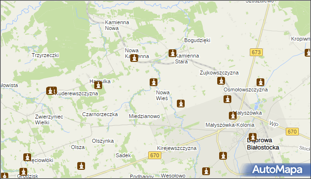 mapa Nowa Wieś gmina Dąbrowa Białostocka, Nowa Wieś gmina Dąbrowa Białostocka na mapie Targeo