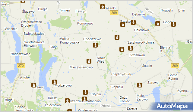 mapa Nowa Wieś gmina Izbica Kujawska, Nowa Wieś gmina Izbica Kujawska na mapie Targeo